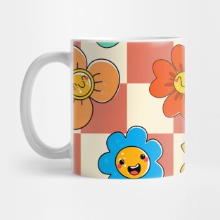 Trippy Terracotta Plaid Floral Mug